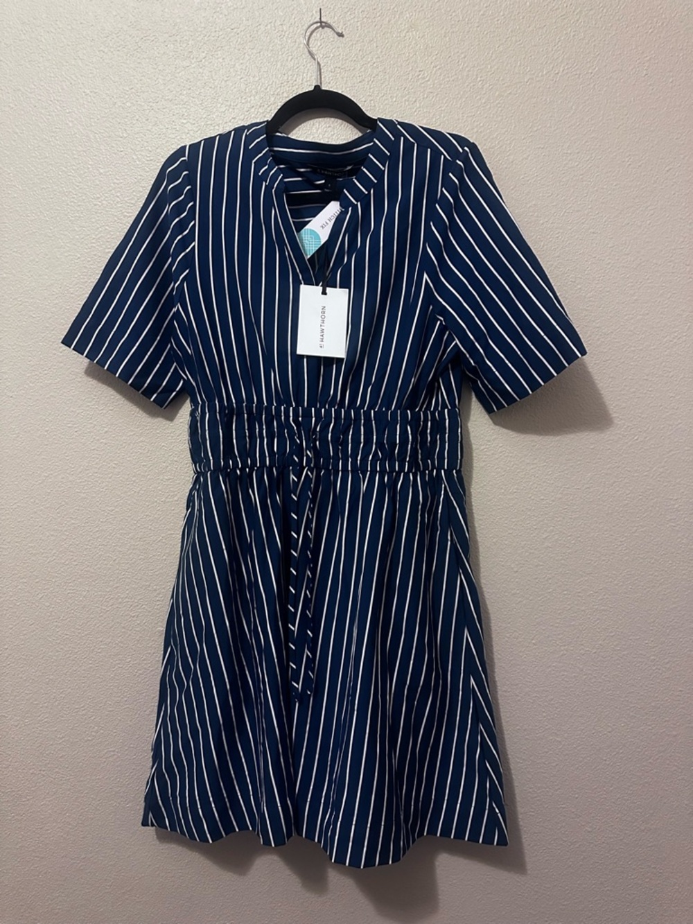41 Hawthorn Navy and White Striped Midi Dress